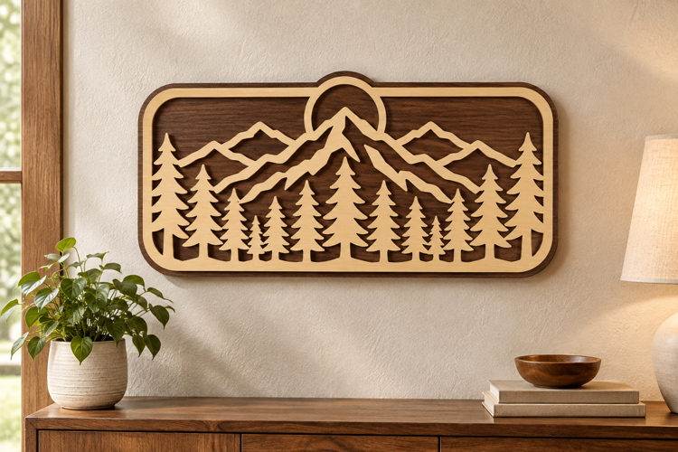 Mountain Forest Laser Cut SVG File, mountain forest svg
