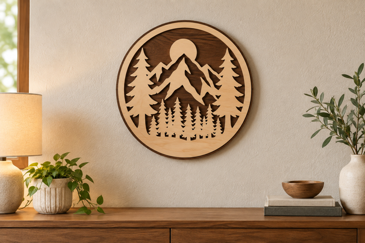 Round Mountain Laser Cut SVG File, mountain svg, mountain