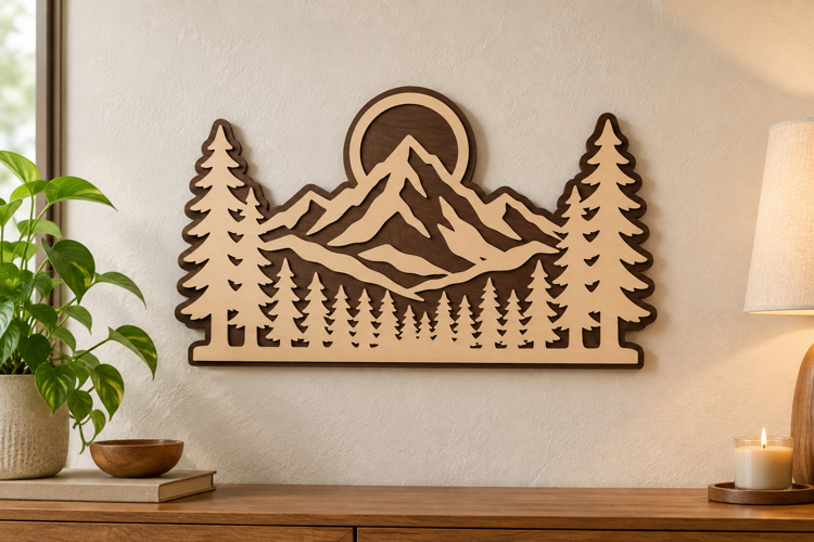 Mountain Pine Laser Cut SVG File, mountain svg, mountain