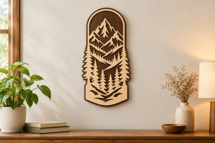Mountain Panel Laser Cut SVG File, mountain svg, mountain