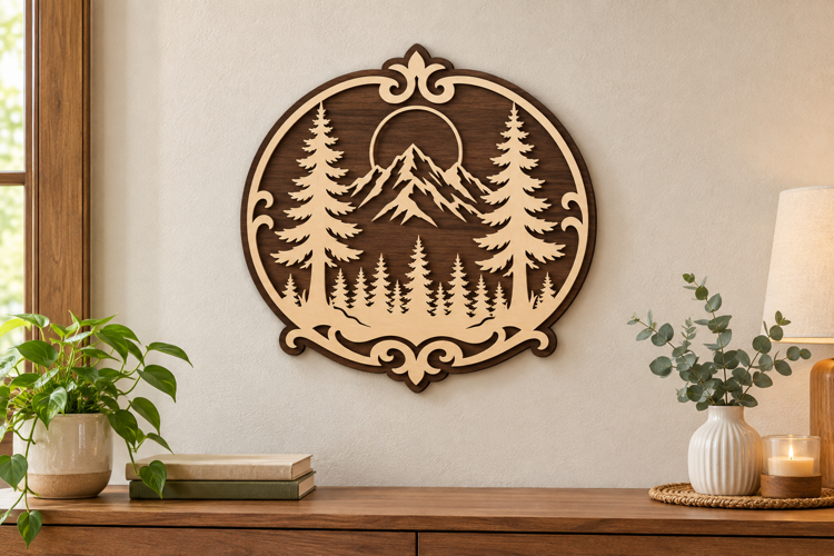 Ornate Mountain Laser Cut SVG File, mountain svg, mountain