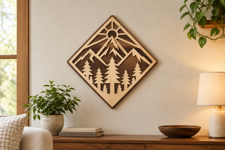 Diamond Mountain Laser Cut SVG File, mountain svg, mountain