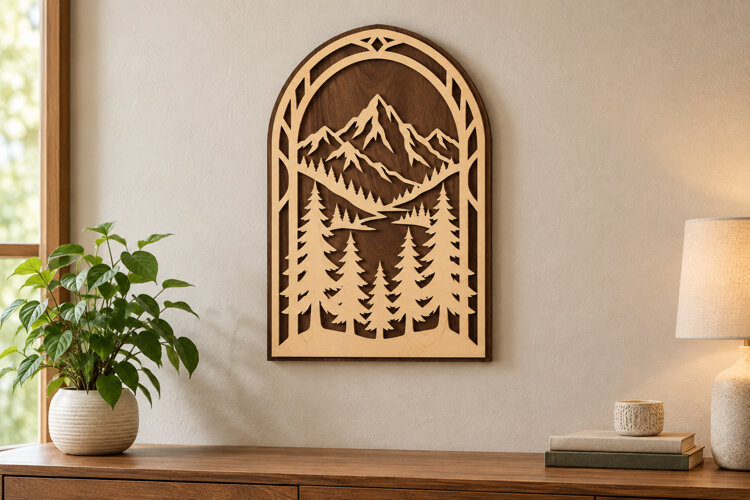 Arched Mountain Laser Cut SVG File, mountain svg, mountain example image 1