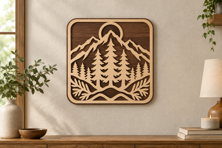 Mountain Frame Laser Cut SVG File, mountain svg, mountain