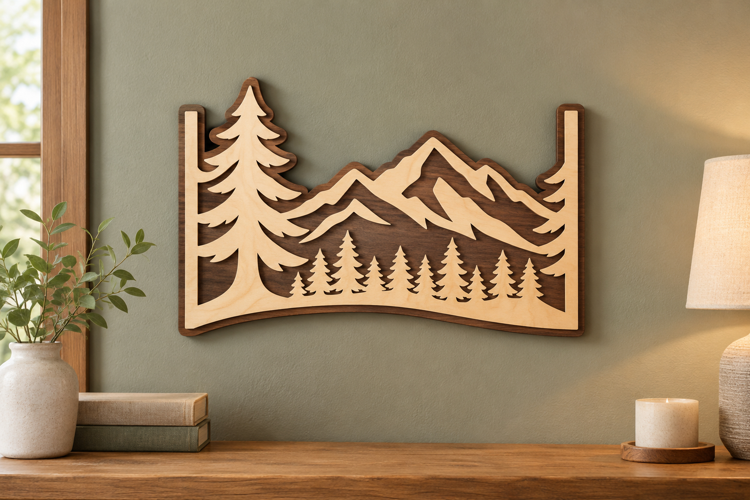 Mountain Landscape Laser Cut SVG File, mountain svg, mountai