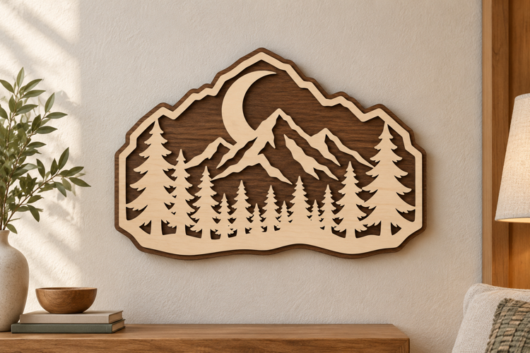 Scallop Mountain Laser Cut SVG File, mountain svg, mountain