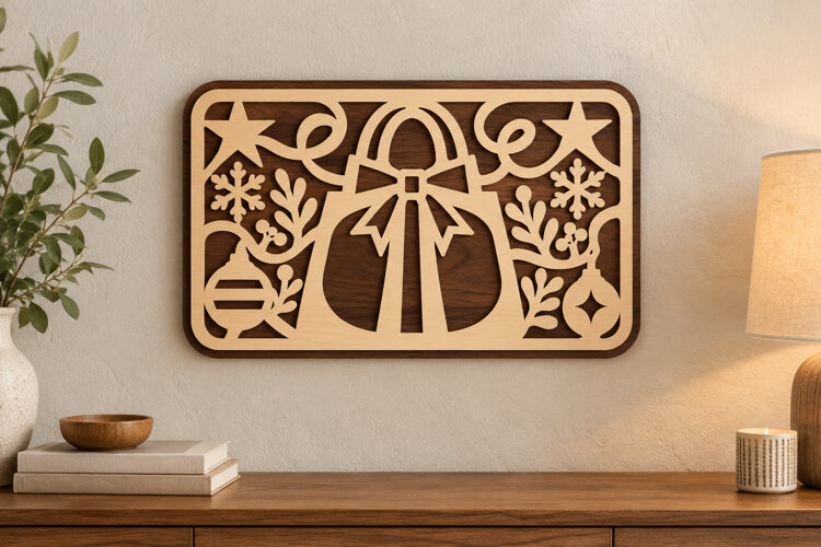 Christmas Bell Laser Cut SVG File, christmas bell svg example image 1