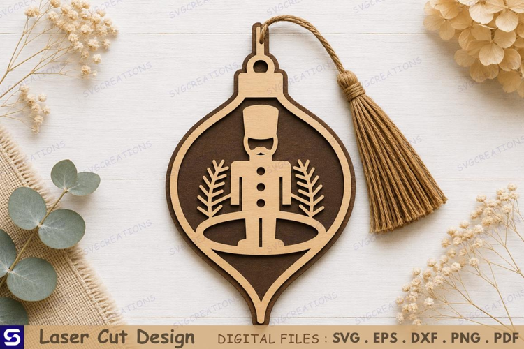 3D Nutcracker & Pine Sprigs Wooden Bookmark Laser Cut File