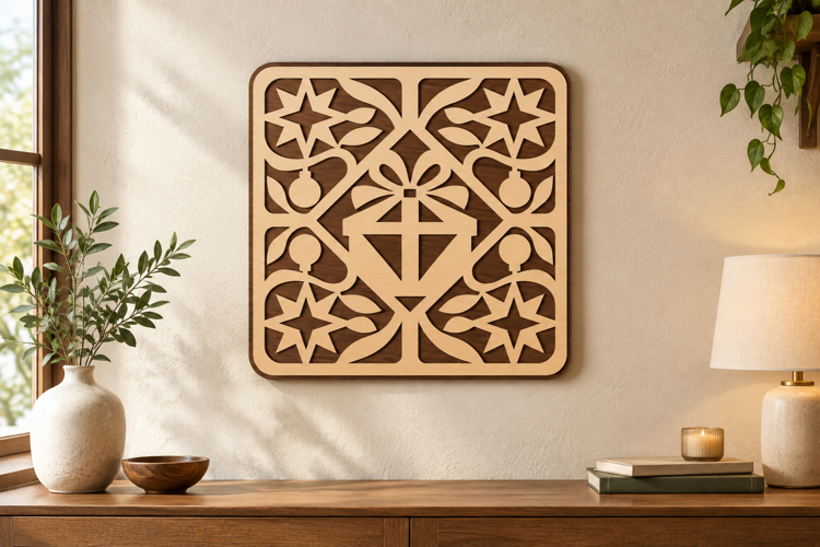 Gift Square Laser Cut SVG File, gift square svg, square