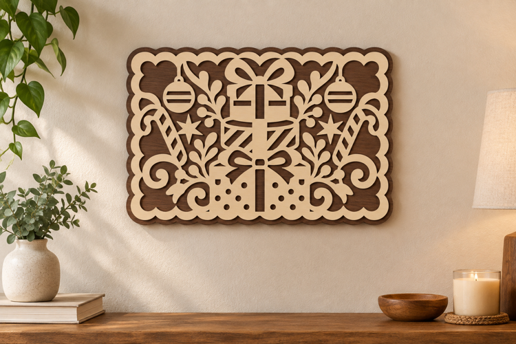 Ornate Gift Panel Laser Cut SVG File, ornate gift panel,