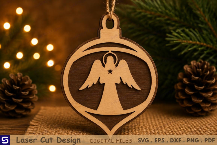 3D Christmas Angel Wooden Ornament Laser Cut File