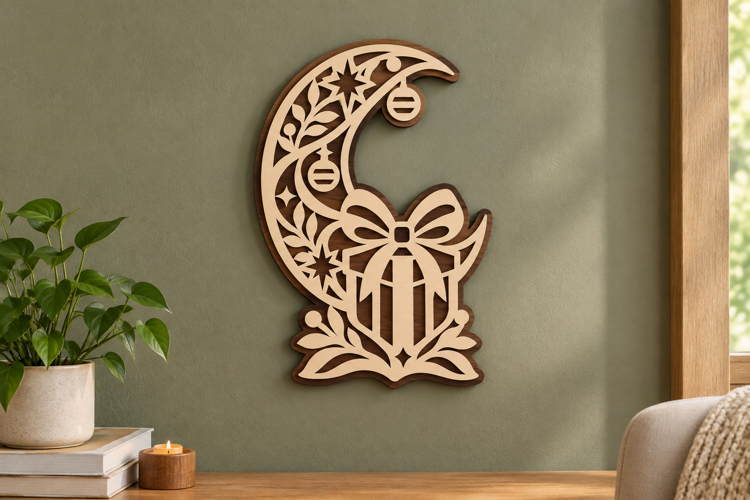 Crescent Gift Laser Cut SVG File, crescent gift svg, moon