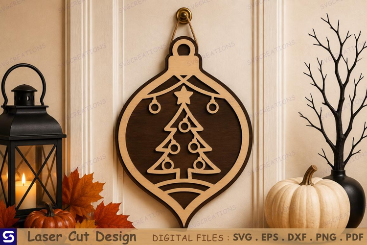 3D Christmas Tree & Ornaments Wooden Bauble Laser Cut File