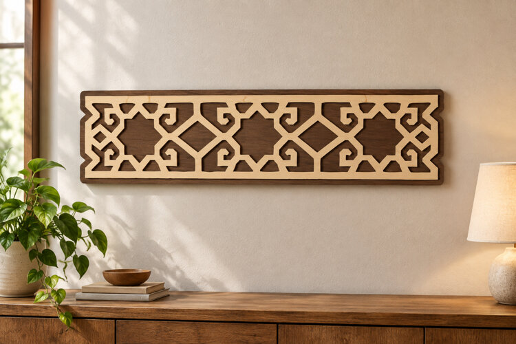 Geometric Border Laser Cut SVG File, geometric border svg, example image 1