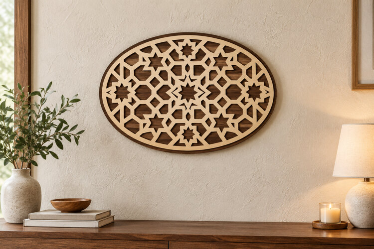 Oval Mandala Laser Cut SVG File, oval mandala svg, geometric example image 1