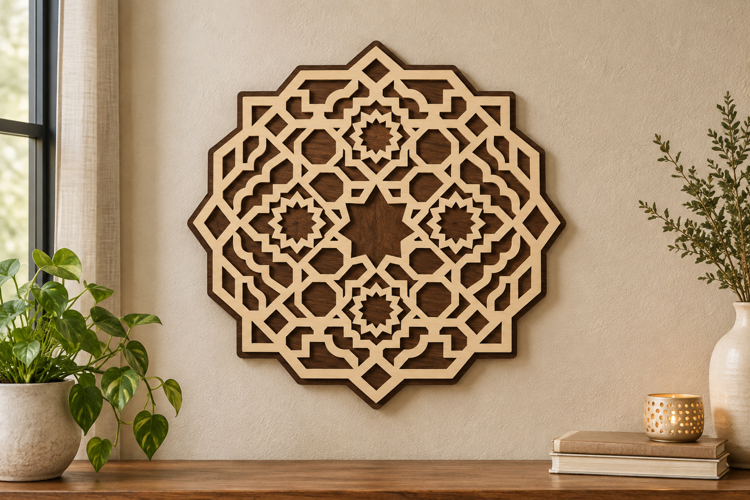Geometric Rosette Laser Cut SVG File, geometric rosette svg
