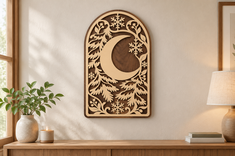 Moon Mountain Arch Laser Cut SVG File, moon mountain svg