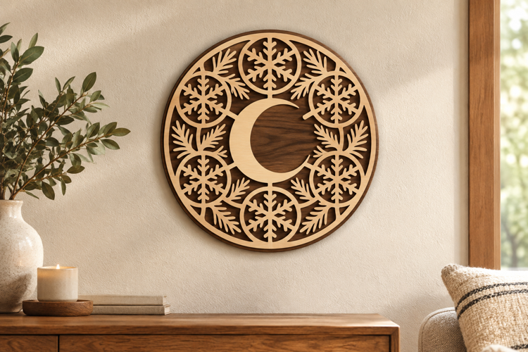 Celestial Moon Wreath Laser Cut SVG File, celestial moon svg