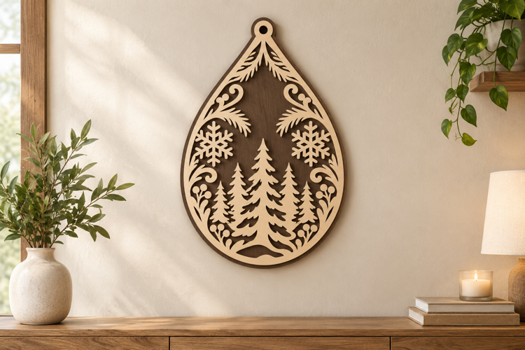 Moon Forest Teardrop Laser Cut SVG File, moon teardrop svg