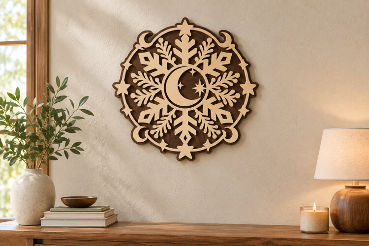 Ornate Moon Forest Laser Cut SVG File, ornate moon svg, moon example image 1