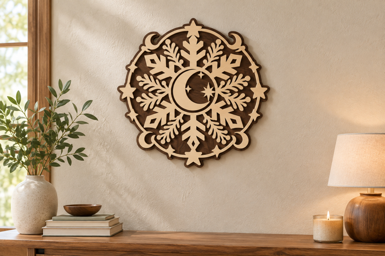 Ornate Moon Forest Laser Cut SVG File, ornate moon svg, moon