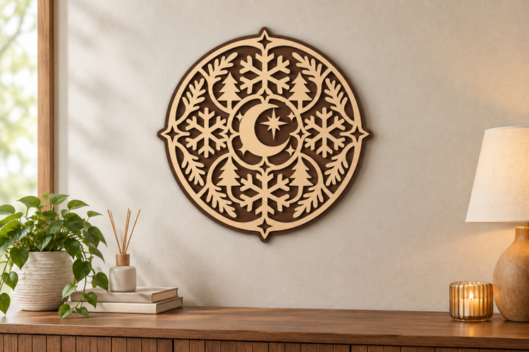 Celestial Moon Mandala Laser Cut SVG File, celestial mandal