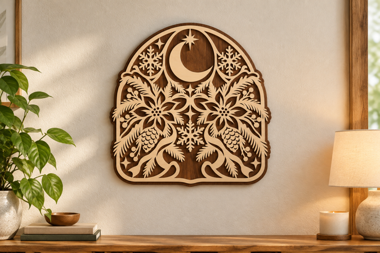 Botanical Moon Arch Laser Cut SVG File, botanical moon svg