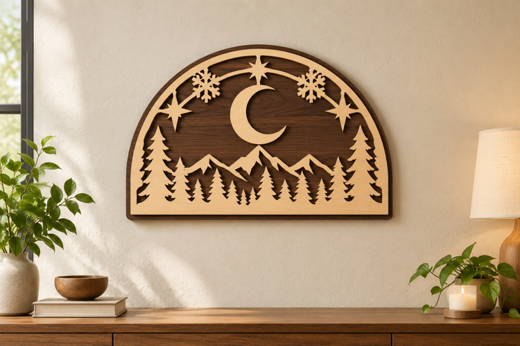 Moon Mountain Arch Laser Cut SVG File, moon mountain svg,