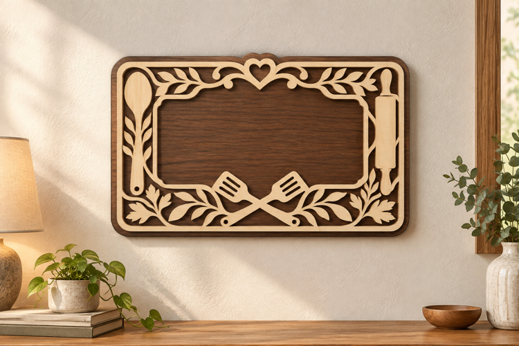 Floral Rectangle Frame Laser Cut SVG File, floral frame svg