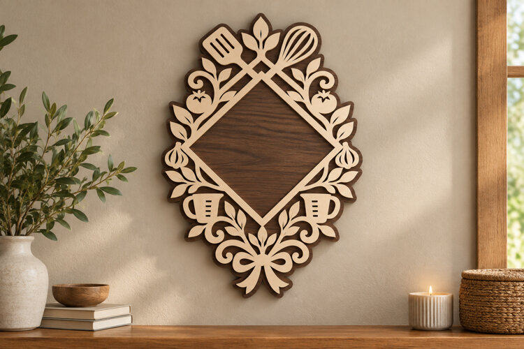 Diamond Floral Frame Laser Cut SVG File, diamond floral example image 1