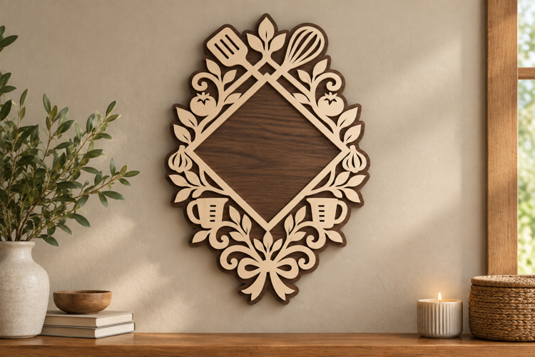 Diamond Floral Frame Laser Cut SVG File, diamond floral