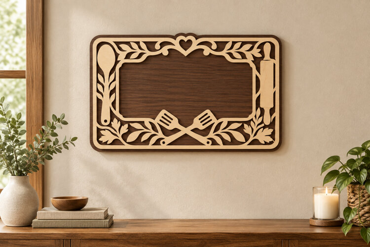 Kitchen Floral Frame Laser Cut SVG File, kitchen floral example image 1