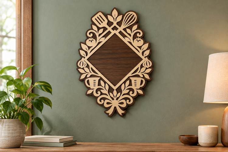 Kitchen Diamond Frame Laser Cut SVG File, kitchen diamond