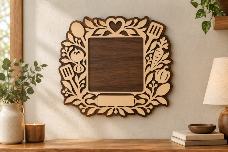 Kitchen Utensil Frame Laser Cut SVG File, kitchen utensil example image 1