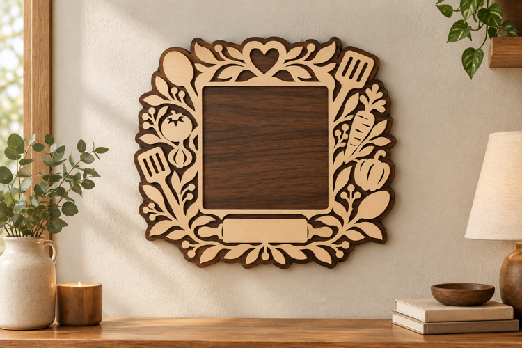 Kitchen Utensil Frame Laser Cut SVG File, kitchen utensil