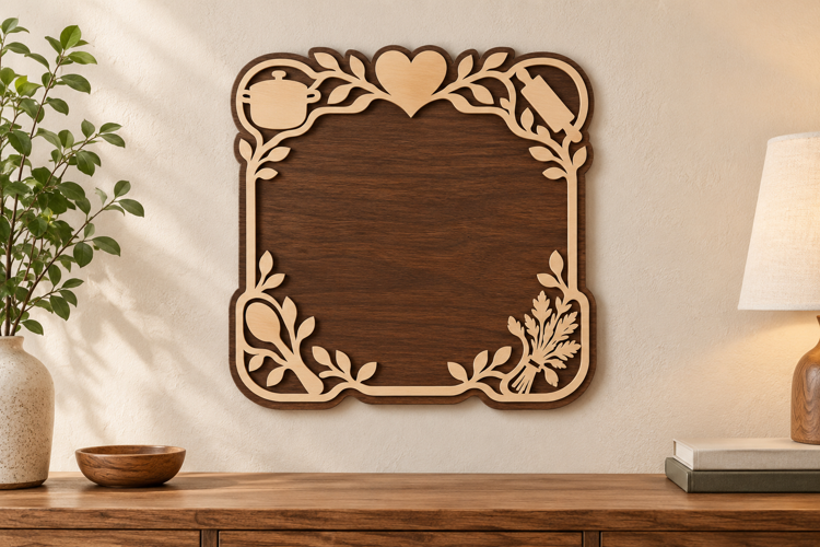 Floral Square Frame Laser Cut SVG File, floral square frame