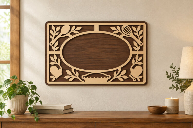 Botanical Oval Frame Laser Cut SVG File, botanical oval example image 1