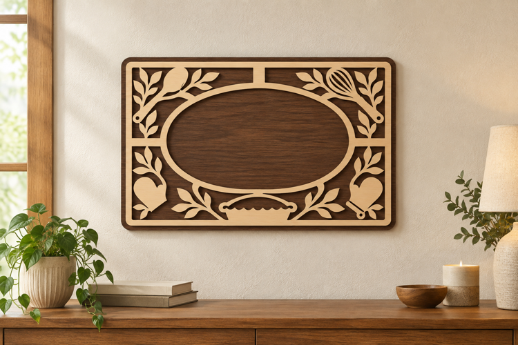 Botanical Oval Frame Laser Cut SVG File, botanical oval