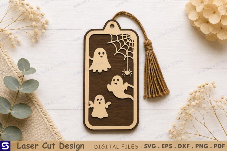 LCF - 0100 Product Title 3D Cute Ghost & Spider Web Wooden