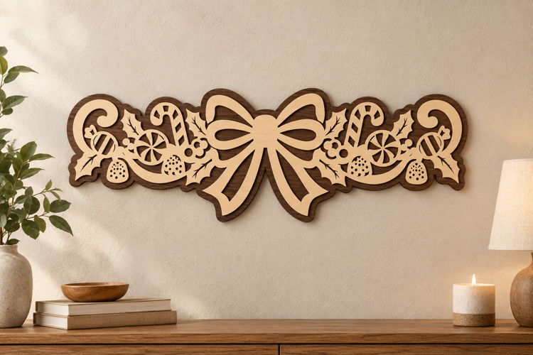 Kitchen Bow Border Laser Cut SVG File, kitchen bow border