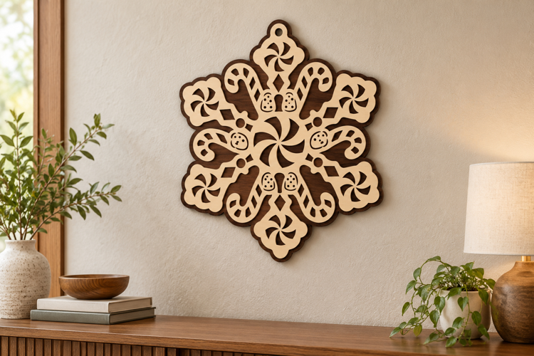 Snowflake Floral Laser Cut SVG File, snowflake floral svg,