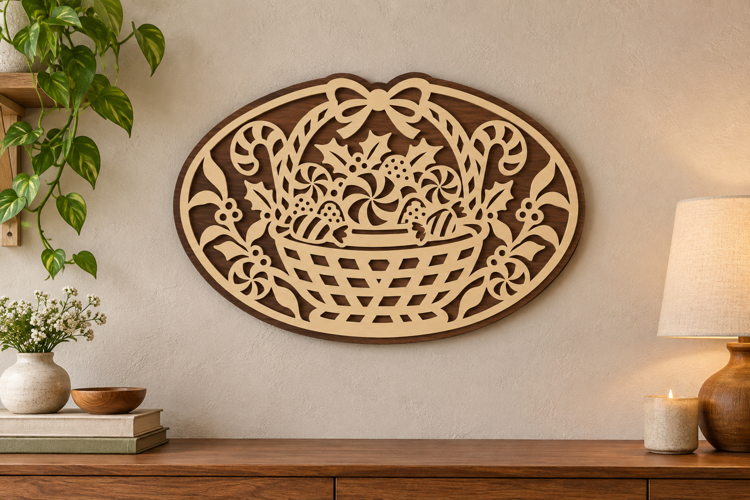 Fruit Basket Oval Laser Cut SVG File, fruit basket oval,