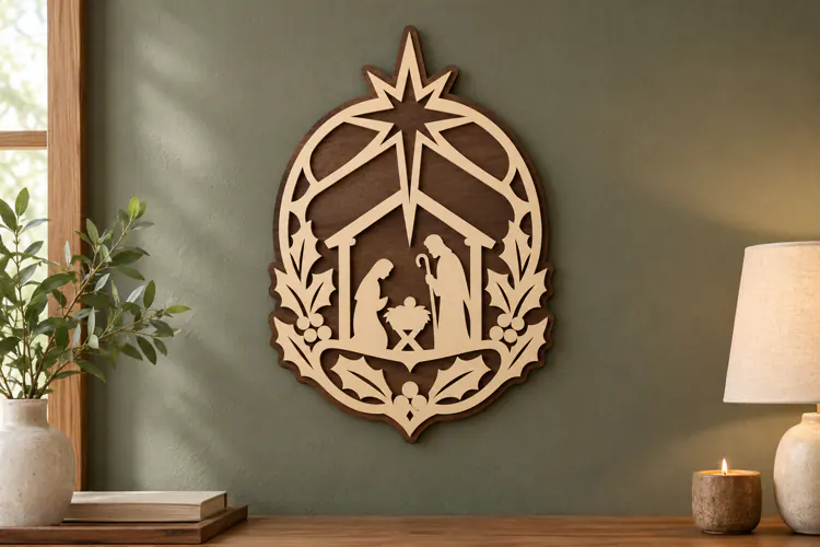 Nativity Ornament Laser Cut SVG File nativity ornament svg,