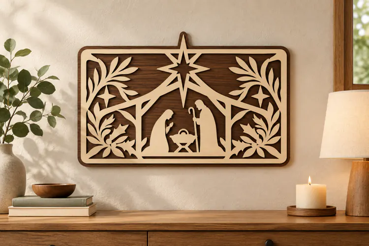 Nativity Rectangle Laser Cut SVG File nativity rectangle svg
