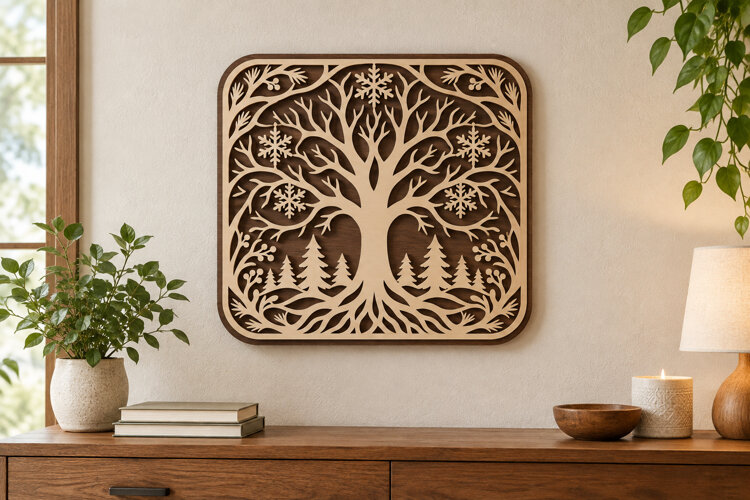Forest Tree Panel Laser Cut SVG File forest tree svg, tree example image 1