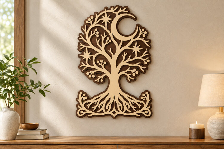 Moon Tree of Life Laser Cut SVG File moon tree svg, tree o example image 1