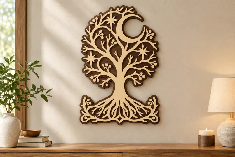 Moon Tree of Life Laser Cut SVG File moon tree svg, tree o