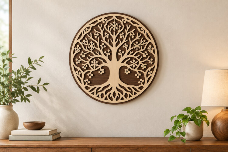 Tree of Life Circle Laser Cut SVG File tree of life svg, example image 1