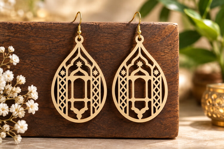 Islamic Arch Earrings Laser Cut SVG File islamic arch svg, example image 1