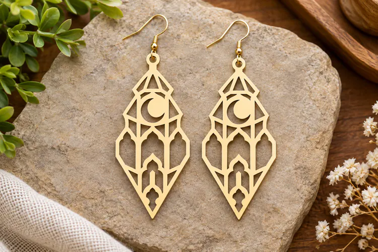 Geometric Lantern Earrings Laser Cut SVG File geometric lant